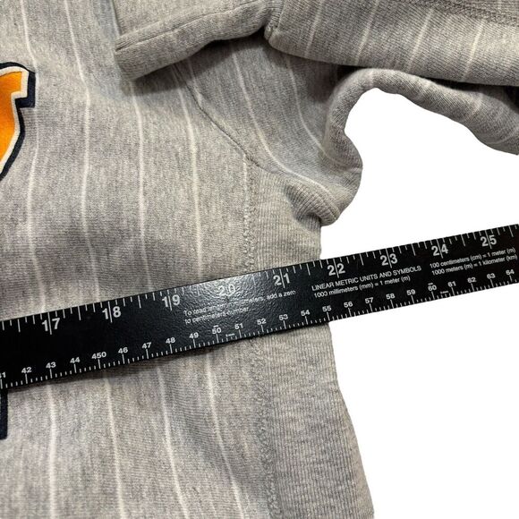 Vintage NAVY MVP Pro Weave Gray Striped Sweatshirt Size Large - Picture 3 of 6